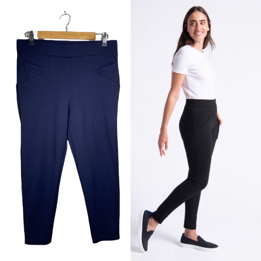 Betabrand Skinny Leg Journey Pant Navy Blue Size Large Short Petite